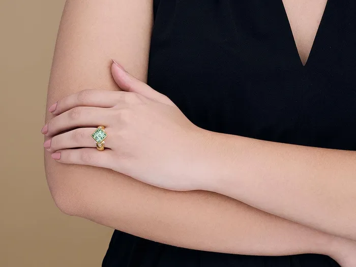 GG GOLD OOAK Rings GURHAN Prism Gold Tourmaline Cocktail Ring 11mm Square