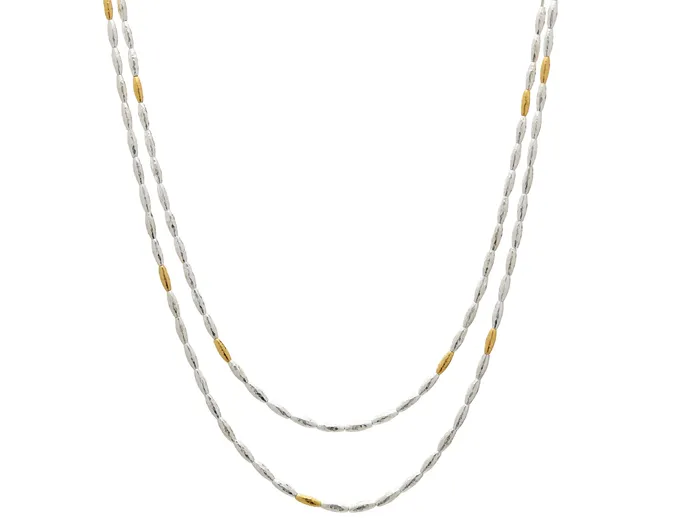 GG SILVER TRAD Necklaces GURHAN Wheat Sterling Silver SingleStrand Long Necklace Beaded Gold Accents GG SILVER TRAD Necklaces GURHAN Wheat Sterling Silver SingleStrand Long Necklace Beaded Gold Accents