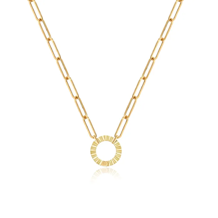 Gold Fluted Clasp Paperclip Necklace Alev Collection Necklaces