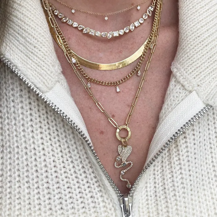 Gold Fluted Clasp Paperclip Necklace Alev Collection Necklaces