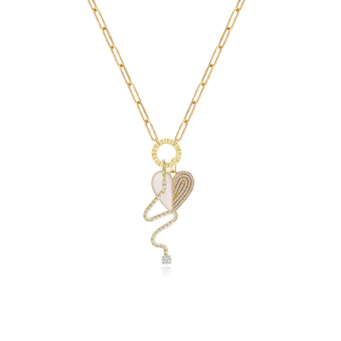 Gold Fluted Clasp Paperclip Necklace Alev Collection Necklaces