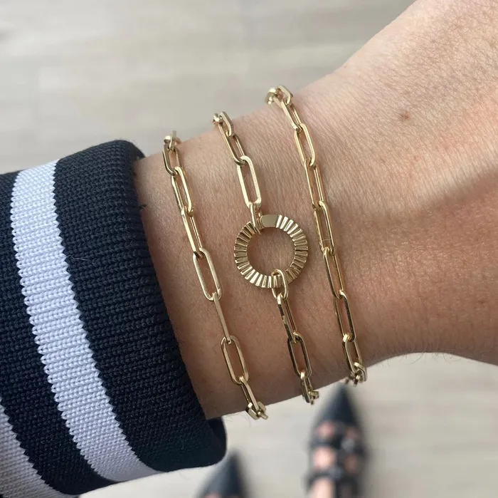 Gold Fluted Clasp Paperclip Necklace Alev Collection Necklaces