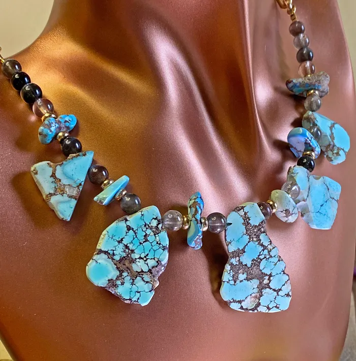 Golden Hills Turquoise Natural Cats Eye Necklace Elisa Ilana Necklaces