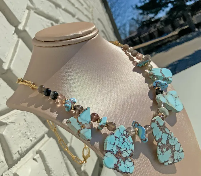 Golden Hills Turquoise Natural Cats Eye Necklace Elisa Ilana Necklaces