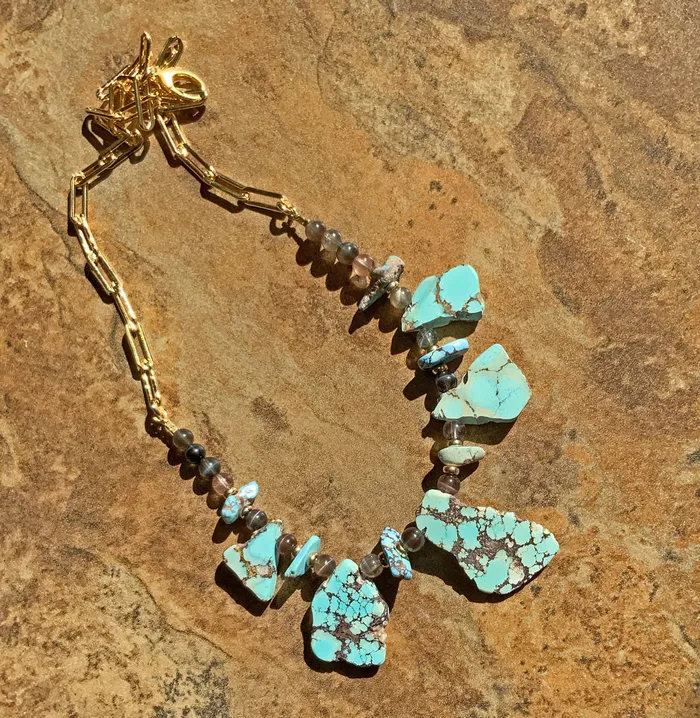 Golden Hills Turquoise Natural Cats Eye Necklace Elisa Ilana Necklaces