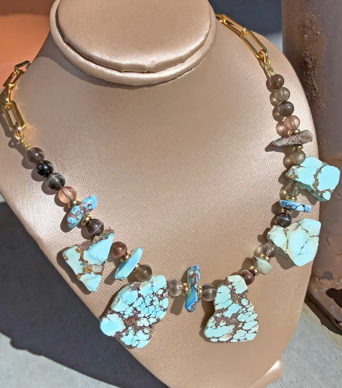 Golden Hills Turquoise Natural Cats Eye Necklace Elisa Ilana Necklaces