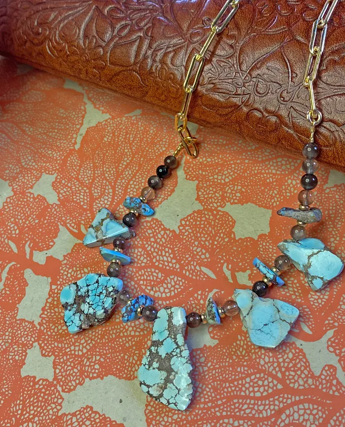 Golden Hills Turquoise Natural Cats Eye Necklace Elisa Ilana Necklaces