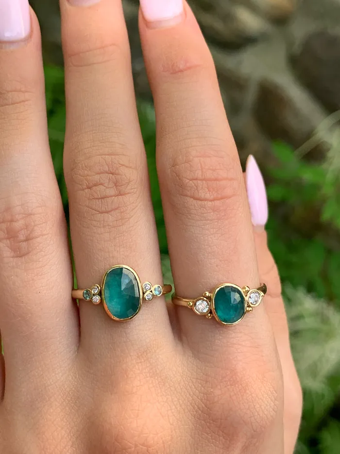 Grandidierite Ring with Brilliant White Diamonds in 14k gold Emily Amey Jewelry Rings