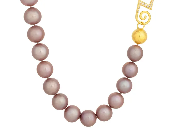 GURHAN Oyster Gold Pearl Beaded Short Necklace 16mm Pink GG GOLD OOAK Necklaces GURHAN Oyster Gold Pearl Beaded Short Necklace 16mm Pink GG GOLD OOAK Necklaces