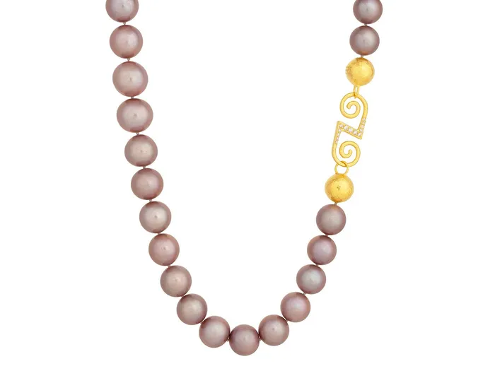 GURHAN Oyster Gold Pearl Beaded Short Necklace 16mm Pink GG GOLD OOAK Necklaces GURHAN Oyster Gold Pearl Beaded Short Necklace 16mm Pink GG GOLD OOAK Necklaces