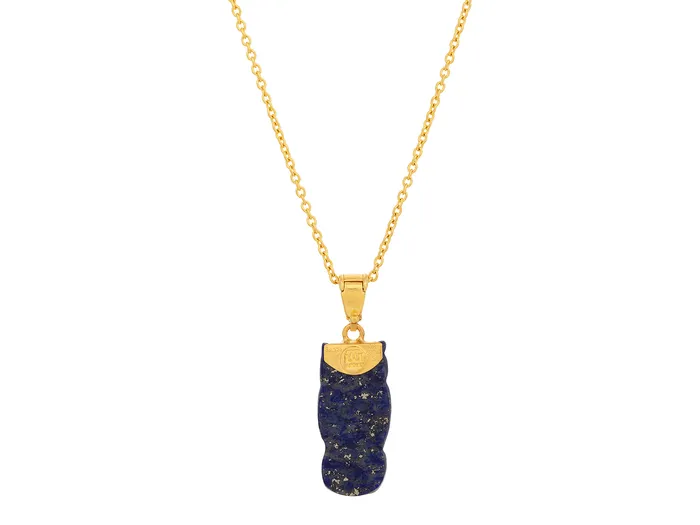 GURHAN Rune Gold Lapis Pendant Necklace 24x12mm Carved Owl GG GOLD OOAK Necklaces GURHAN Rune Gold Lapis Pendant Necklace 24x12mm Carved Owl GG GOLD OOAK Necklaces