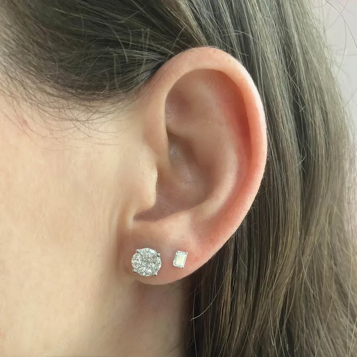 Illusion Round Diamond Stud Earrings Alev Collection Earrings