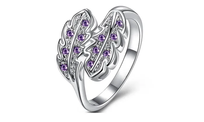 Inlaid Crystal Two Leaf Shape ZIrconia Ring 78 sparklingselections Rings