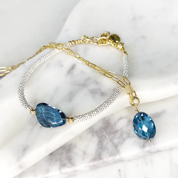 Necklaces 14KTGF Chain Necklace w London Blue Topaz Pendant Elisa Ilana Necklaces 14KTGF Chain Necklace w London Blue Topaz Pendant Elisa Ilana