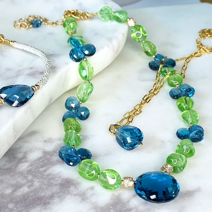 Necklaces 14KTGF Chain Necklace w London Blue Topaz Pendant Elisa Ilana Necklaces 14KTGF Chain Necklace w London Blue Topaz Pendant Elisa Ilana