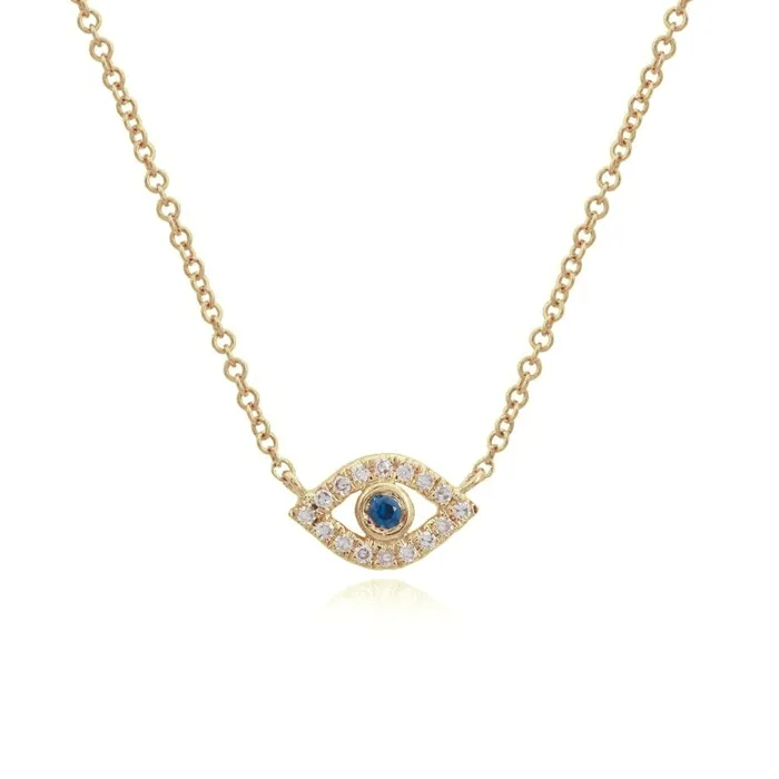 Necklaces Alev Collection Mini Gold Diamond Open Evil Eye Necklace