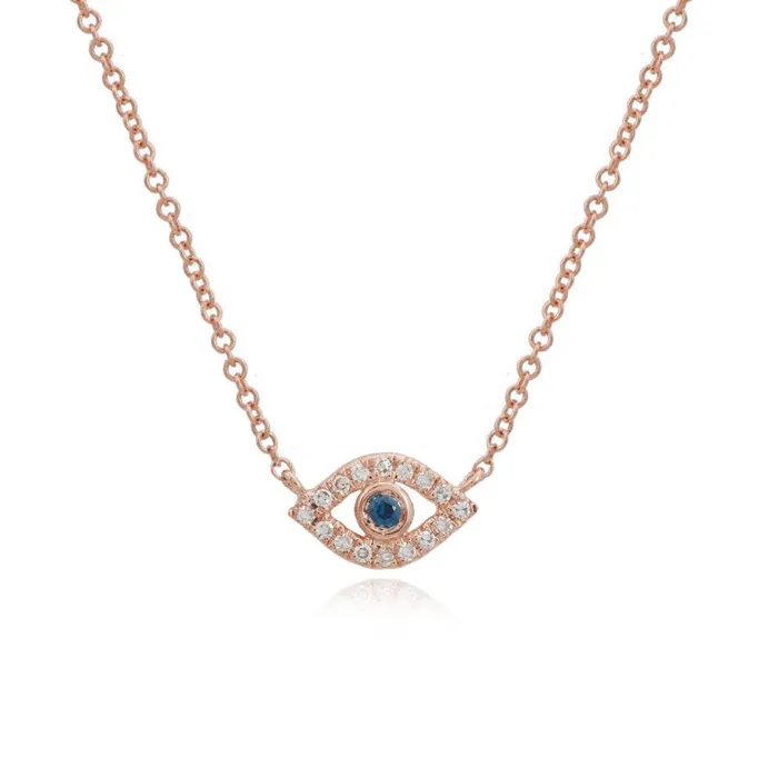 Necklaces Alev Collection Mini Gold Diamond Open Evil Eye Necklace