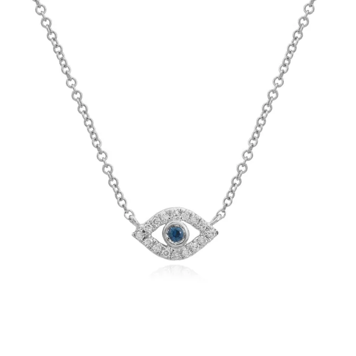 Necklaces Alev Collection Mini Gold Diamond Open Evil Eye Necklace