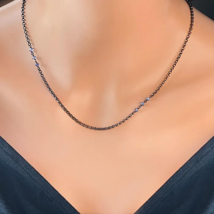 Necklaces Elisa Ilana Black Rhodium Iolite Necklace