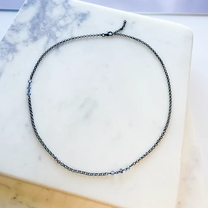 Necklaces Elisa Ilana Black Rhodium Iolite Necklace Necklaces Elisa Ilana Black Rhodium Iolite Necklace
