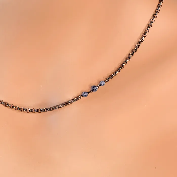 Necklaces Elisa Ilana Black Rhodium Iolite Necklace Necklaces Elisa Ilana Black Rhodium Iolite Necklace