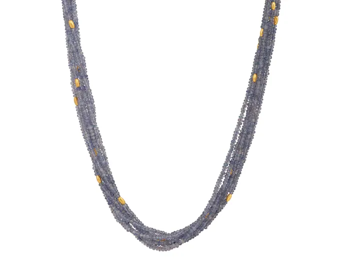 Necklaces GG GOLD OOAK GURHAN Flurries Gold Tanzanite Beaded Long Necklace 7Strand with Double S Clasp Necklaces GG GOLD OOAK GURHAN Flurries Gold Tanzanite Beaded Long Necklace 7Strand with Double S Clasp