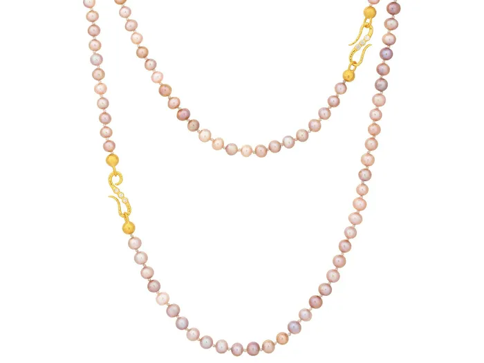 Necklaces GG GOLD OOAK GURHAN Oyster Gold Pearl Beaded Long Necklace 6mm Round Necklaces GG GOLD OOAK GURHAN Oyster Gold Pearl Beaded Long Necklace 6mm Round