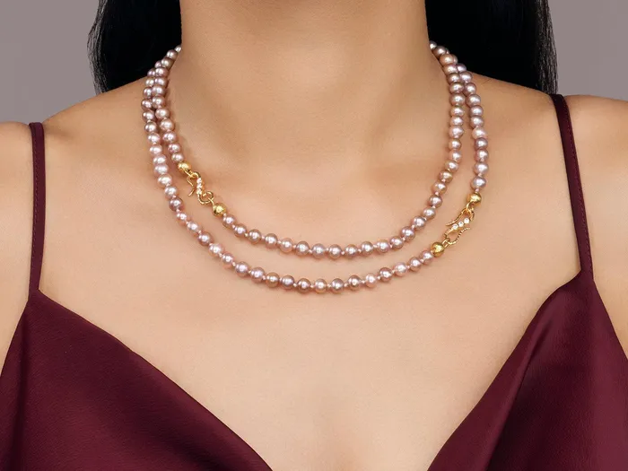 Necklaces GG GOLD OOAK GURHAN Oyster Gold Pearl Beaded Long Necklace 6mm Round Necklaces GG GOLD OOAK GURHAN Oyster Gold Pearl Beaded Long Necklace 6mm Round