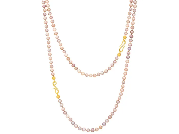Necklaces GG GOLD OOAK GURHAN Oyster Gold Pearl Beaded Long Necklace 6mm Round Necklaces GG GOLD OOAK GURHAN Oyster Gold Pearl Beaded Long Necklace 6mm Round