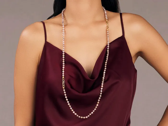 Necklaces GG GOLD OOAK GURHAN Oyster Gold Pearl Beaded Long Necklace 6mm Round Necklaces GG GOLD OOAK GURHAN Oyster Gold Pearl Beaded Long Necklace 6mm Round