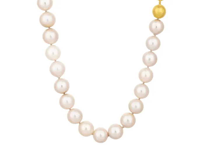 Necklaces GG GOLD OOAK GURHAN Oyster Gold Pearl Beaded Short Necklace 13mm Round Beads Necklaces GG GOLD OOAK GURHAN Oyster Gold Pearl Beaded Short Necklace 13mm Round Beads
