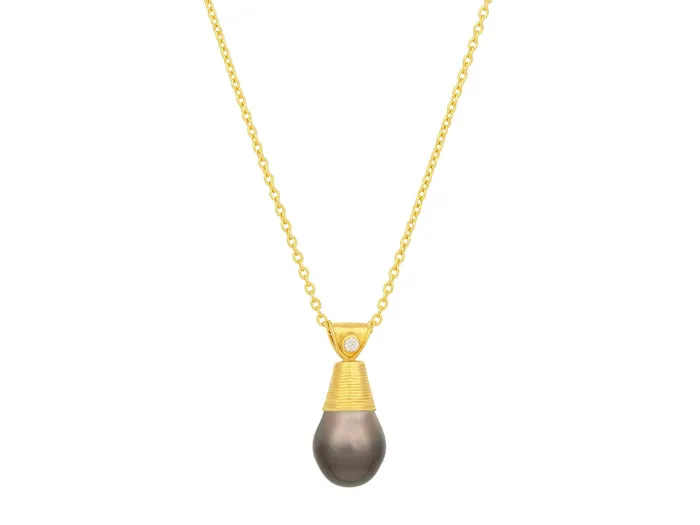 Necklaces GG GOLD OOAK GURHAN Oyster Gold Pearl Pendant Necklace 14x11mm Drop in Coiled Gold Cap Necklaces GG GOLD OOAK GURHAN Oyster Gold Pearl Pendant Necklace 14x11mm Drop in Coiled Gold Cap