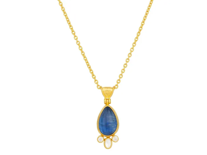 Necklaces GG GOLD OOAK GURHAN Rune Gold Kyanite Pendant Necklace 13x9mm Teardrop Necklaces GG GOLD OOAK GURHAN Rune Gold Kyanite Pendant Necklace 13x9mm Teardrop