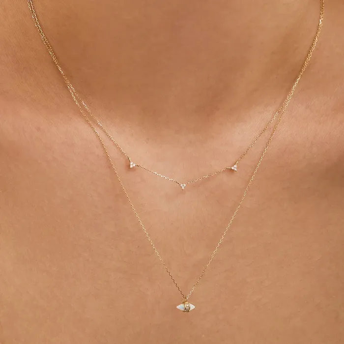 Necklaces SANDRA Natural Diamond Triple Station Necklace Aurelie Gi