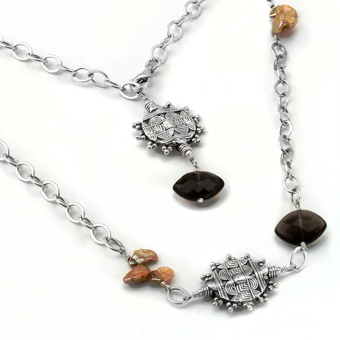 Necklaces Smoky Quartz Pearl SS Necklace235482 Elisa Ilana Necklaces Smoky Quartz Pearl SS Necklace235482 Elisa Ilana