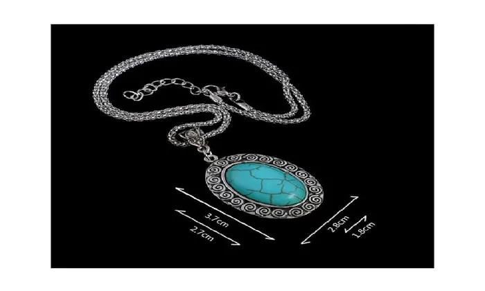 Necklaces Sparkling Selection Blue Turquoise Long Statement Silver Pendant Necklace for Women Necklaces Sparkling Selection Blue Turquoise Long Statement Silver Pendant Necklace for Women