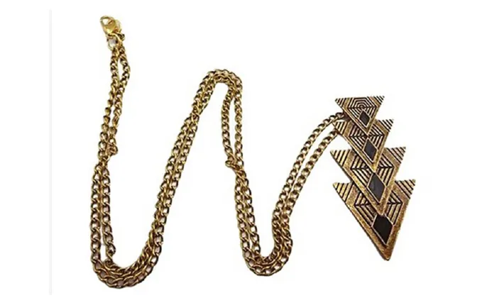 Necklaces sparklingselections Antique Gold Plated Vintage Triangular Women Necklace Necklaces sparklingselections Antique Gold Plated Vintage Triangular Women Necklace