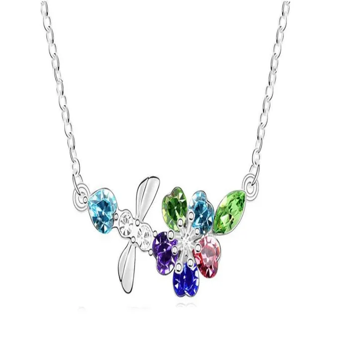 Necklaces sparklingselections Austrian Crystal Rhinestones Flower Bee PendantNecklace Link Chain Women Jewelry Silver Blue Multicolor Necklaces sparklingselections Austrian Crystal Rhinestones Flower Bee PendantNecklace Link Chain Women Jewelry Silver Blue Multicolor