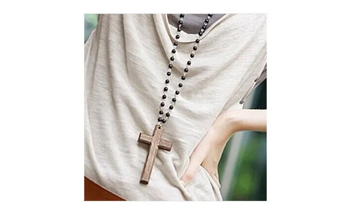 Necklaces sparklingselections Black Beads Wooden Cross Necklace