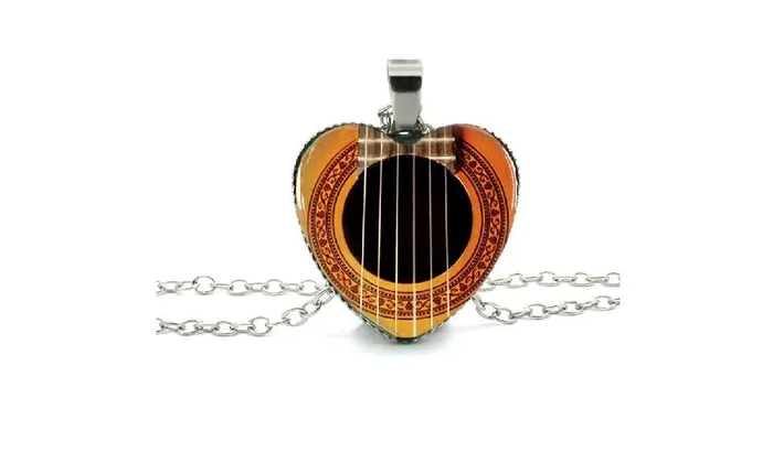 Necklaces sparklingselections Girls Glass Cabochon Guitar Sound Hole Pendant Necklace Necklaces sparklingselections Girls Glass Cabochon Guitar Sound Hole Pendant Necklace