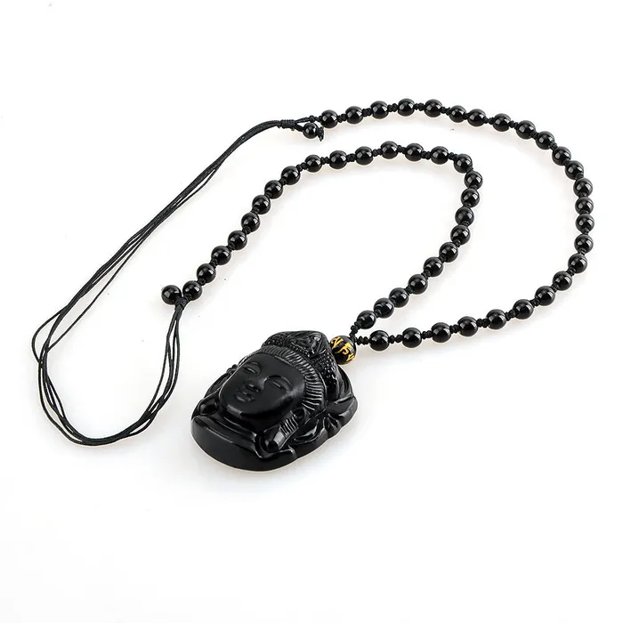 Necklaces sparklingselections Vintage Bead Curtain Natural Obsidian Scrub Pendant Necklaces sparklingselections Vintage Bead Curtain Natural Obsidian Scrub Pendant