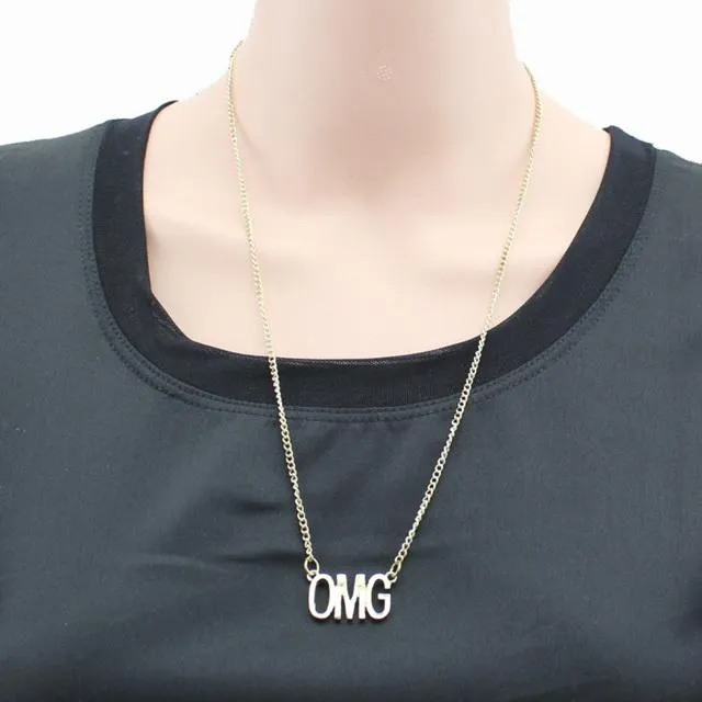 Necklaces sparklingselections Womens Jewelry Gold OMG Pendant 22 Necklace
