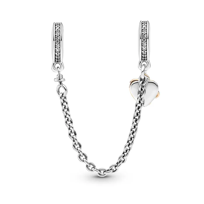 Pandora Family Heart Safety Chain Charm Pandora Charm Necklaces