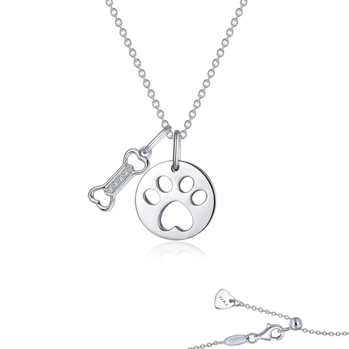 Paw Print Dog Bone Necklace Lafonn Necklaces