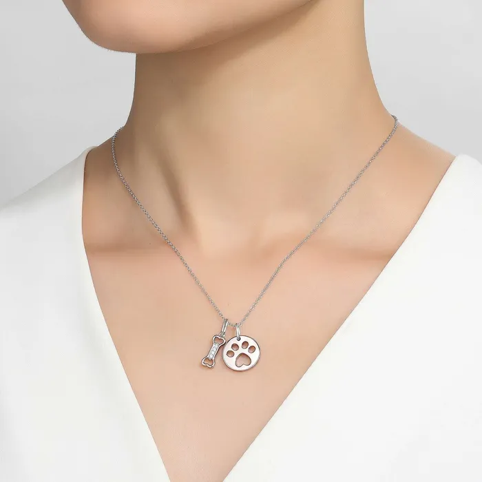 Paw Print Dog Bone Necklace Lafonn Necklaces