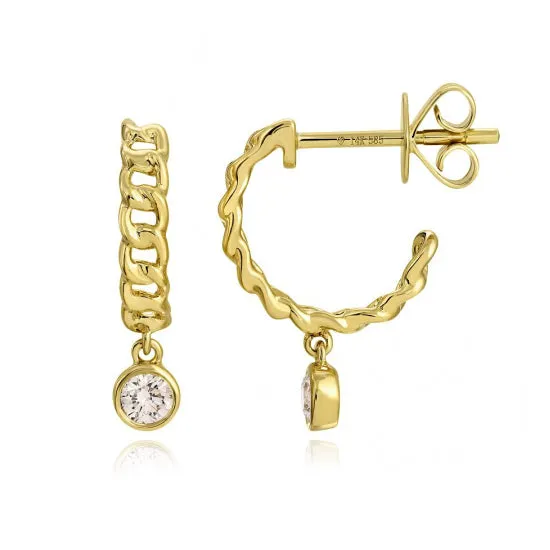 PreStyled Sets Alev Jewelry Dangling Diamond Gold Cuban Hoops