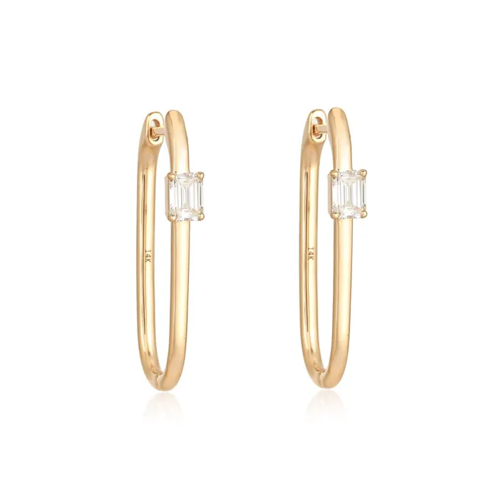 PreStyled Sets Solitaire Diamond Thin Gold Hoops Alev Collection