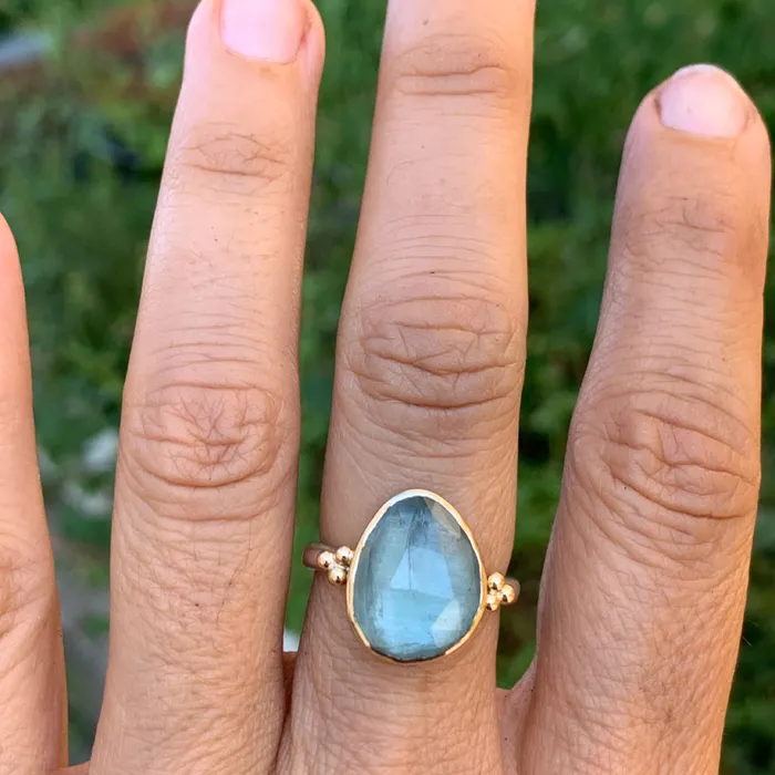 Rings Emily Amey Jewelry Aquamarine Cocktail Ring in 14k gold and sterling silver