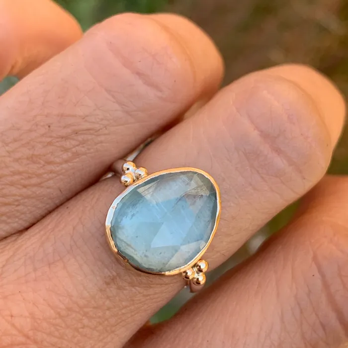 Rings Emily Amey Jewelry Aquamarine Cocktail Ring in 14k gold and sterling silver