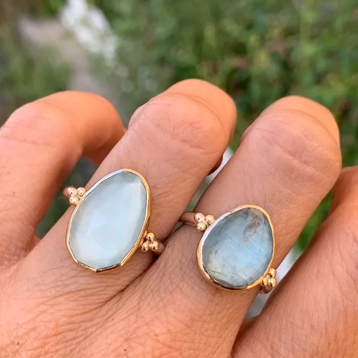 Rings Emily Amey Jewelry Aquamarine Cocktail Ring in 14k gold and sterling silver